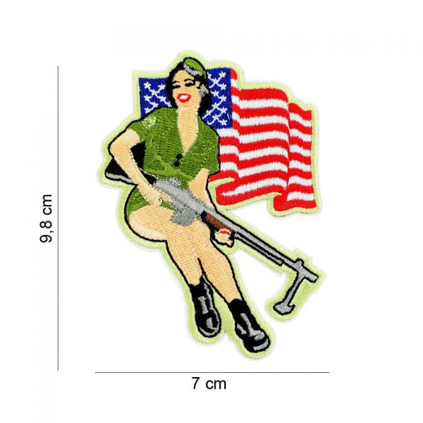 442306 8046 Embleem stof Pinup girl BAR 20009 Embleem met tekst/afbeelding van stof.