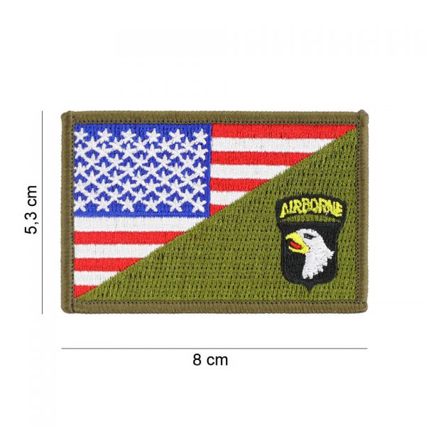 442307 8048 Embleem stof 101st Airborne halve vlag 20011 Embleem met tekst/afbeelding van stof.