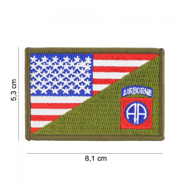 442307 8049 Embleem stof 82nd Airborne halve vlag 20012 Embleem met tekst/afbeelding van stof.