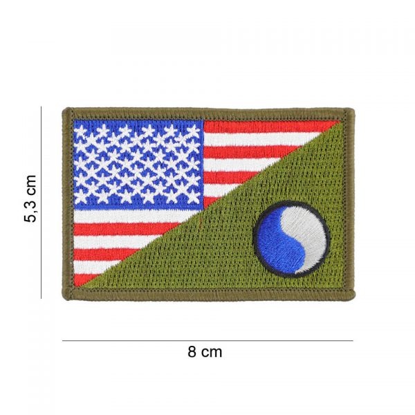 442307 8051 Embleem stof 29th Infantry halve vlag 20014 Embleem met tekst/afbeelding van stof.