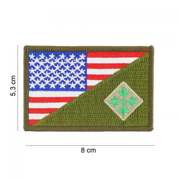 442307 8053 Embleem stof 4th Infantry halve vlag 20016 Embleem met tekst/afbeelding van stof.