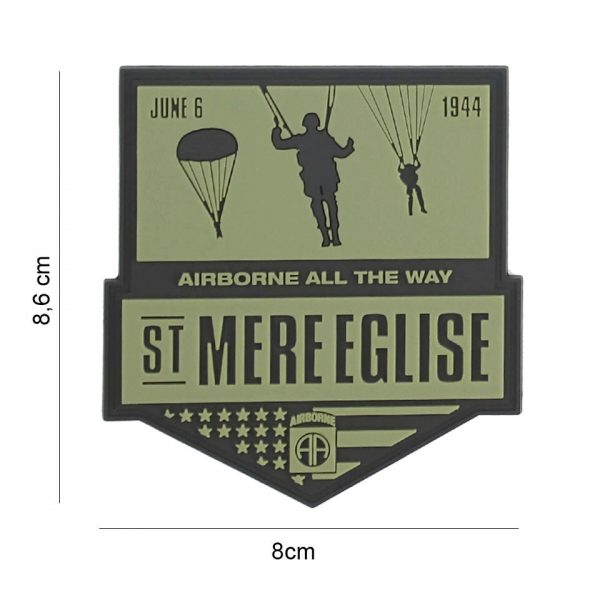 444130 7383 Embleem 3D PVC St Mere Eglise 7120 Embleem PVC met klittenband aan de achterzijde.