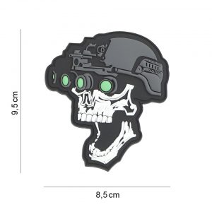Embleem 3D PVC Night vision skull wit #8134
