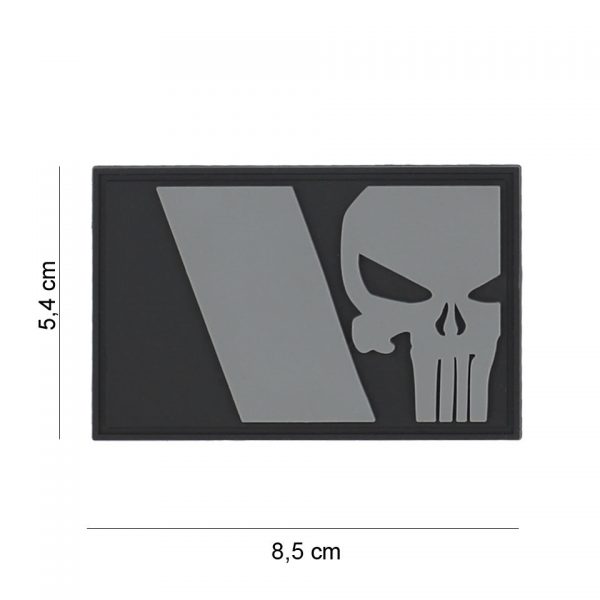 444130 7425 Embleem 3D PVC Punisher Franse vlag grijs 8085 Embleem PVC met klittenband aan de achterzijde.
