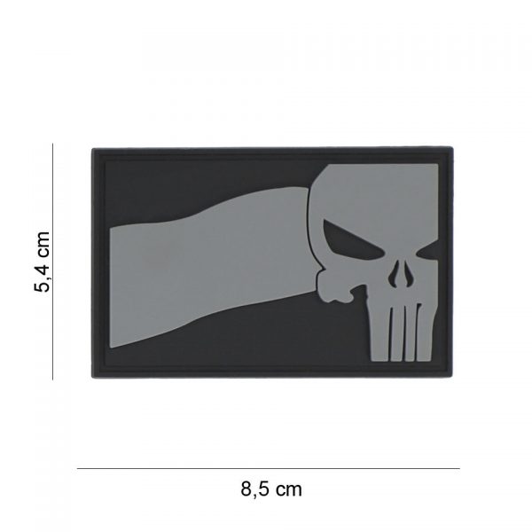 444130 7426 Embleem 3D PVC Punisher NL vlag grijs 8086 Embleem PVC met klittenband aan de achterzijde.