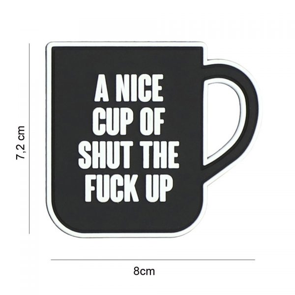444130 7431 Embleem 3D PVC A nice cup zwart 8097 Embleem PVC met klittenband aan de achterzijde.