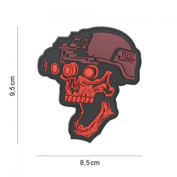 444130 7440 Embleem 3D PVC Night vision skull rood 19044 Embleem PVC met klittenband aan de achterzijde.