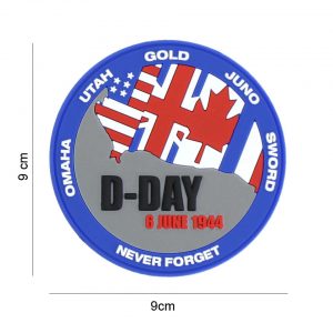 Embleem 3D PVC D-Day Never forget blauw #7085
