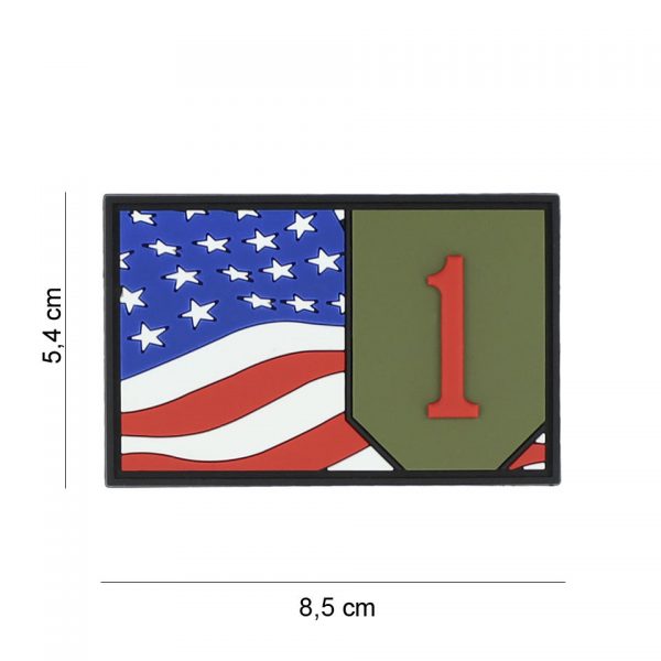 444130 7379 Embleem 3D PVC 1st Infantry vlag 7089 Embleem PVC met klittenband aan de achterzijde.