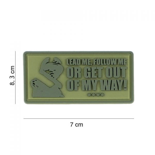 444130 7404 Embleem 3D PVC Lead me follow me groen 8070 Embleem PVC met klittenband aan de achterzijde.