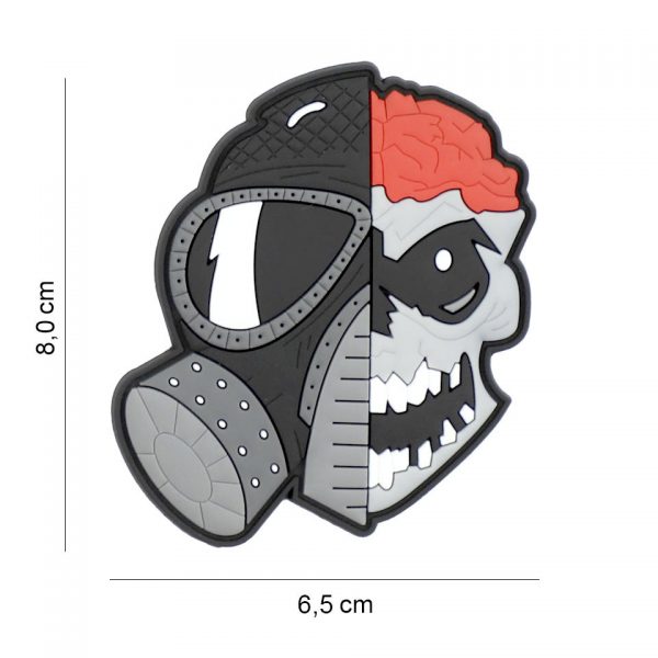 444130 7450 Embleem 3D PVC skull with brains and gasmask 8136 Embleem Skull PVC met klittenband aan de achterzijde.