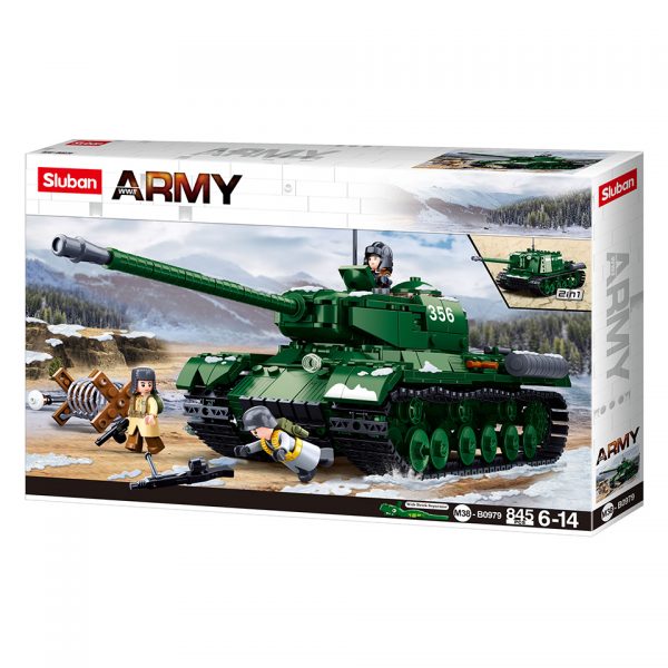 413320 Sluban Battle of Budapestheavy tank 2 in1 M38 B0979 161862 <big>Sluban is hét merk met leger gerelateerde bouwsets. Sluban is een van de weinige aanbieders van bouwstenen die legerartikelen in haar assortiment heeft. Het voordeel van Sluban is dat het ook compatibel is met andere grote bouwsteenmerken, je hoeft je dus geen zorgen te maken dat sluban niet past op je andere bouwsteenmerken.</big> <big><strong>Inhoud set:</strong> Aantal minifiguren: 3 Aantal blokjes: 845 Doosafmeting (BxHxD): 52 x 33 x 6.7 cm Moeilijkheidsgraad: gemiddeld (vanaf 6 jaar)</big>