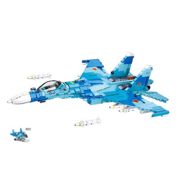 413326 Sluban blue jet fighter M38 B0985 16087 <big>Sluban is hét merk met leger gerelateerde bouwsets. Sluban is een van de weinige aanbieders van bouwstenen die legerartikelen in haar assortiment heeft. Het voordeel van Sluban is dat het ook compatibel is met andere grote bouwsteenmerken, je hoeft je dus geen zorgen te maken dat sluban niet past op je andere bouwsteenmerken.</big> <big><strong>Inhoud set:</strong> Aantal minifiguren: 1 Aantal blokjes: 1040 Doosafmeting (BxHxD): 62 x 35,5 x 9 cm Moeilijkheidsgraad: gemiddeld (vanaf 6 jaar)</big>