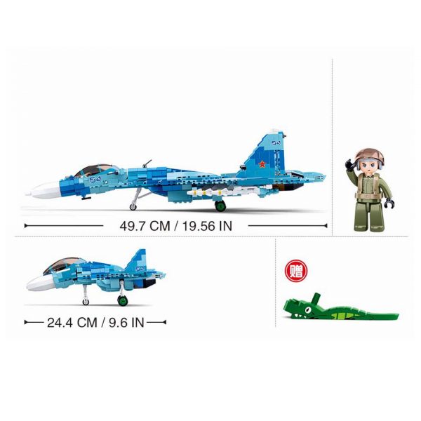 413326 Sluban blue jet fighter M38 B0985 160871 <big>Sluban is hét merk met leger gerelateerde bouwsets. Sluban is een van de weinige aanbieders van bouwstenen die legerartikelen in haar assortiment heeft. Het voordeel van Sluban is dat het ook compatibel is met andere grote bouwsteenmerken, je hoeft je dus geen zorgen te maken dat sluban niet past op je andere bouwsteenmerken.</big> <big><strong>Inhoud set:</strong> Aantal minifiguren: 1 Aantal blokjes: 1040 Doosafmeting (BxHxD): 62 x 35,5 x 9 cm Moeilijkheidsgraad: gemiddeld (vanaf 6 jaar)</big>