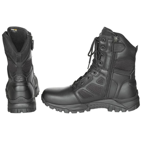 Combat Boots MAGNUM Elite Spider X 8.0 black1 <pre id="tw-target-text" class="tw-data-text tw-text-large tw-ta" dir="ltr" data-placeholder="Vertaling"><span class="Y2IQFc" lang="nl">- Extreem licht en ademend laterale Cordura® AFT 3D ventilatieopeningen van mesh - Speciale Spidermesh-voering voor de beste verdamping van vocht - Gewatteerde schacht en tong - Uitneembare M-P.A.C.T.® PU-binnenzool - Terugspringende tussenzool voor optimale schokabsorptie - Slip- en oliebestendige Vibram®-loopzool - Gemakkelijke toegang dankzij YKK zijritsen - Hielclip voor verbeterde ondersteuning - 8-gaats vetersluiting met roestvrije oogjes - Niet-metalen, scanveilig EN ISO 20347:2012 OB E FO HI CI HRO SRA Materiaal: Buitenmateriaal: volnerf/action leer met Cordura® AFT 3D ventilatieopeningen Voering: polyester Zool: Rubber</span></pre>