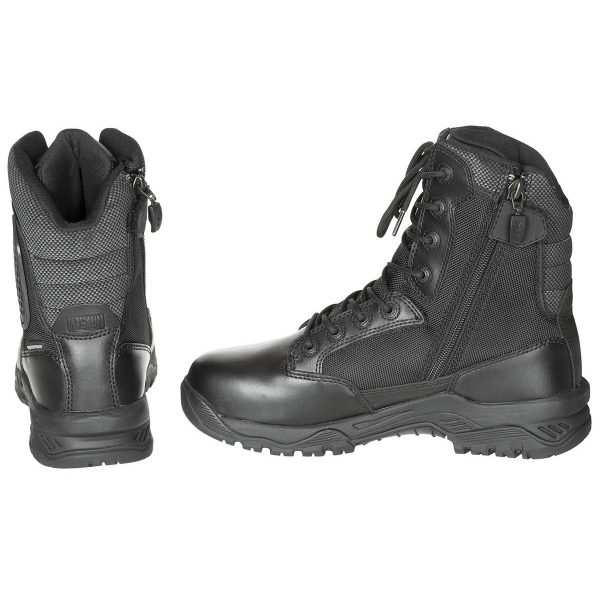 Magnum Combat Boots Strike Force 8.0 black1 <pre id="tw-target-text" class="tw-data-text tw-text-large tw-ta" dir="ltr" data-placeholder="Vertaling"><span class="Y2IQFc" lang="nl">Tactische laarzen voor de hoogste bescherming en comfort - Waterdicht, extreem licht, ademend - Speciale enkelbescherming door Exogel-technologie* - Gewatteerde schacht en tong - Uitneembare M-P.A.C.T.® binnenzool met traagschuim - Terugspringende tussenzool voor optimale schokabsorptie - Slip- en oliebestendige Michelin®-loopzool biedt - Uitstekende grip en tractie - Gemakkelijke toegang dankzij YKK zijritsen - 8-gaats vetersluiting - Niet-metalen, scanveilig EN ISO 20347:2012 OB E FO HRO CI HI AN WR SRC Materiaal: Buitenmateriaal: leer met nylon Voering: polyester Zool: Rubber *Exogel-paneel op de enkel buiten verstijft onmiddellijk bij impact/schok en terugkomst weer in zijn flexibele staat.</span></pre> <pre id="tw-target-text" class="tw-data-text tw-text-large tw-ta" dir="ltr" data-placeholder="Vertaling"><span class="Y2IQFc" lang="nl"> </span></pre>