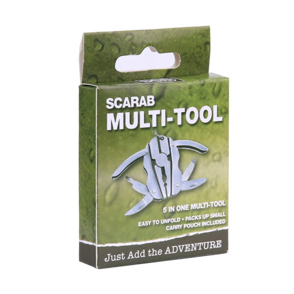 453240 BCB Scarab multi tool CM005CR2 <big>Een kleine multitool met een uniek inklapbaar handvatontwerp. Opgevouwen lijkt het op een oud Egyptisch mestkeversymbool, dat neemt niet weg dat het een geweldige lichtgewicht multitool is gemaakt van sterk roestvrij staal.</big> <big>De handgrepen zijn vooral comfortabel wanneer u de tang, draadtang, platte schroevendraaier, kruiskopschroevendraaier, nagelvijl, vingernagelreiniger of mes gebruikt.</big> <big><strong>Afmetingen: </strong>50 mm x 35 mm x 7 mm </big> <big><strong>Materiaal:</strong> roestvrij staal van 420 kwaliteit</big>
