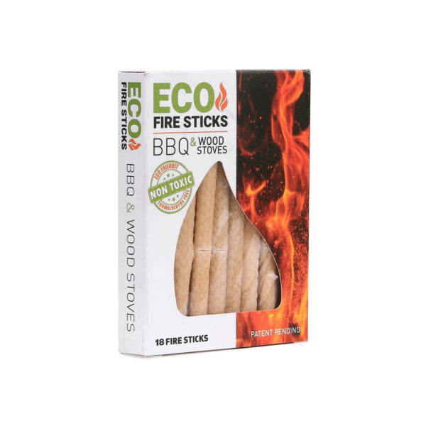 429756 Eco Fire Sticks 18pcs2 Ontdek de Eco Fire Sticks, jouw duurzame metgezel voor het moeiteloos aansteken van vuur, BBQ's en openhaarden. Deze hoogwaardige vuurstokjes zijn gemaakt van natuurlijk katoen en voedselkwaliteit paraffine-was, waardoor ze veilig en stabiel branden gedurende ongeveer 10 minuten. Flexibel in gebruik, kun je ze naar wens verdraaien voor het gewenste effect. Milieuvriendelijk en non-toxic, voldoen ze aan de hoogste normen van veiligheid en duurzaamheid. Maak vuur maken gemakkelijk, effectief en eco-vriendelijk met de Eco Fire Sticks.