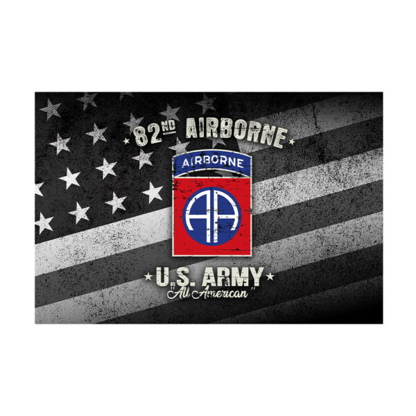 447304 Vlag 82nd Airborne USA <big>Vlag 82nd Airborne USA</big> <big>Gemaakt van 100% polyester</big> <big><strong>Afmeting; </strong>1 X 1,5 m</big> &nbsp;