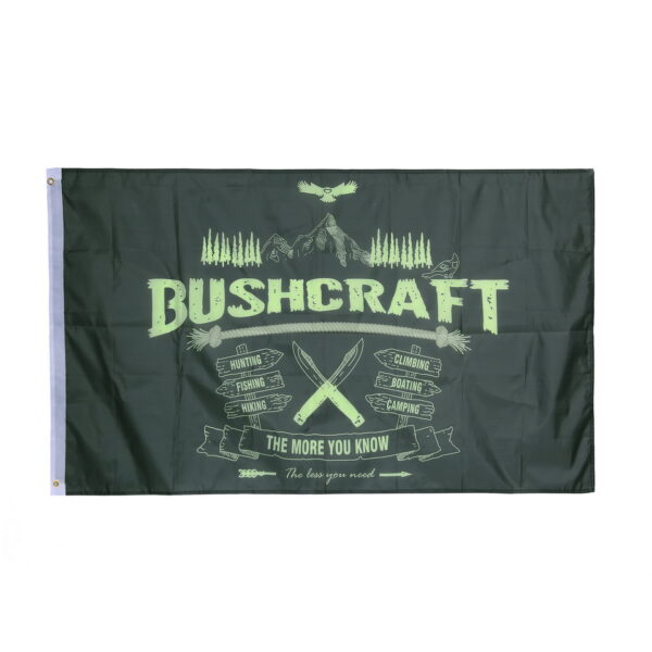 447306 Vlag Bushcraft <big>Vlag</big> <big>Bushcraft</big> <big>Gemaakt van 100% polyester</big> <big><strong>Afmeting; </strong>1 X 1,5 m</big>