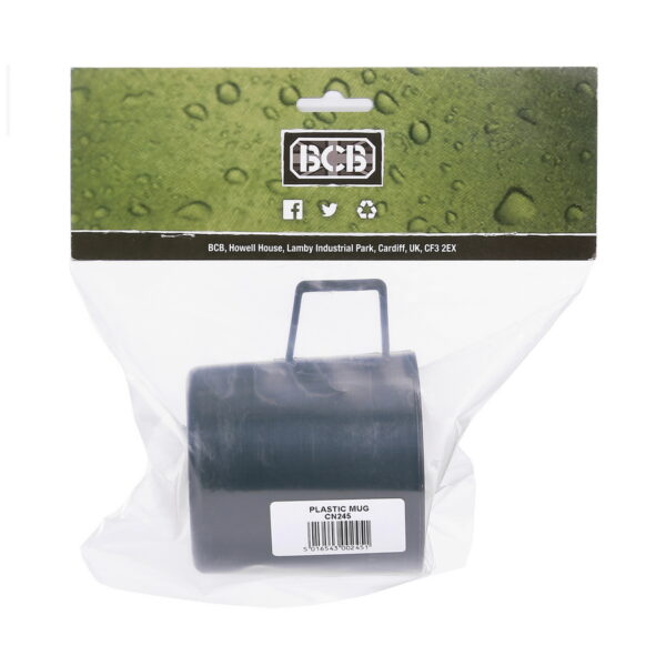 311056 BCB Plastic mok CN2451 <big>De groene plastic mok is al generaties lang standaard voor het leger en niet weg te denken in de outdoor wereld.</big> <big><strong>Kenmerken:</strong></big> <ul> <li><big>Lichtgewicht</big></li> <li><big>Duurzaam en robuust</big></li> <li><big>Gemakkelijk te verwijderen productlabel</big></li> <li><big>430 ml capaciteit</big></li> </ul>