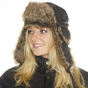 Polyester muts met bont maat 55