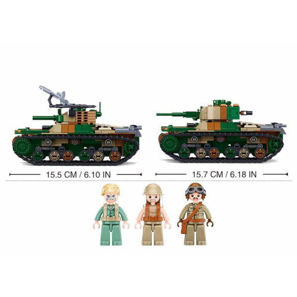 413333 Sluban WWII Type 97 medium tank M38 1107 161822 <big>Sluban is hét merk met leger gerelateerde bouwsets. Sluban is een van de weinige aanbieders van bouwstenen die legerartikelen in haar assortiment heeft. Het voordeel van Sluban is dat het ook compatibel is met andere grote bouwsteenmerken, je hoeft je dus geen zorgen te maken dat sluban niet past op je andere bouwsteenmerken.</big> <big>Moeilijkheidsgraad: gemiddeld (vanaf 8 jaar)</big>