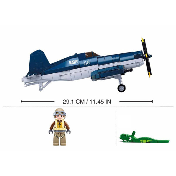 413335 Sluban WWII F4U Fighter M38 B1109 161263 <big>Sluban is hét merk met leger gerelateerde bouwsets. Sluban is een van de weinige aanbieders van bouwstenen die legerartikelen in haar assortiment heeft. Het voordeel van Sluban is dat het ook compatibel is met andere grote bouwsteenmerken, je hoeft je dus geen zorgen te maken dat sluban niet past op je andere bouwsteenmerken.</big> <big><strong>Inhoud set:</strong> Aantal minifiguren: 1 Aantal blokjes: 550 Doosafmeting (BxHxD): 47,5 x 28,5 x 6,7 cm Moeilijkheidsgraad: gemiddeld (vanaf 8 jaar)</big>
