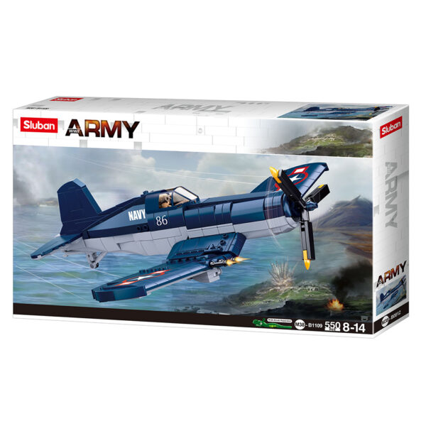 413335 Sluban WWII F4U Fighter M38 B1109 1612633 <big>Sluban is hét merk met leger gerelateerde bouwsets. Sluban is een van de weinige aanbieders van bouwstenen die legerartikelen in haar assortiment heeft. Het voordeel van Sluban is dat het ook compatibel is met andere grote bouwsteenmerken, je hoeft je dus geen zorgen te maken dat sluban niet past op je andere bouwsteenmerken.</big> <big><strong>Inhoud set:</strong> Aantal minifiguren: 1 Aantal blokjes: 550 Doosafmeting (BxHxD): 47,5 x 28,5 x 6,7 cm Moeilijkheidsgraad: gemiddeld (vanaf 8 jaar)</big>