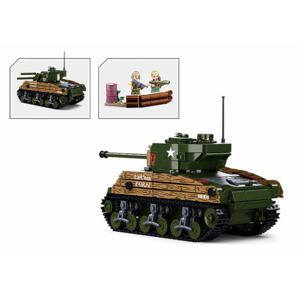 413336 Sluban WWII M4A3 76W medium tank M38 B1110 161604 <table class="float-left prices-table"> <tbody> <tr> <td class="tabmanager-item item-value"><big>Sluban is hét merk met leger gerelateerde bouwsets. Sluban is een van de weinige aanbieders van bouwstenen die legerartikelen in haar assortiment heeft. Het voordeel van Sluban is dat het ook compatibel is met andere grote bouwsteenmerken, je hoeft je dus geen zorgen te maken dat sluban niet past op je andere bouwsteenmerken.</big> <big><strong>Inhoud set:</strong> Aantal minifiguren: 3 Aantal blokjes: 715 Doosafmeting (BxHxD): 47,5 x 33 x 6,7 cm Moeilijkheidsgraad: gemiddeld (vanaf 8 jaar)</big></td> </tr> </tbody> </table>