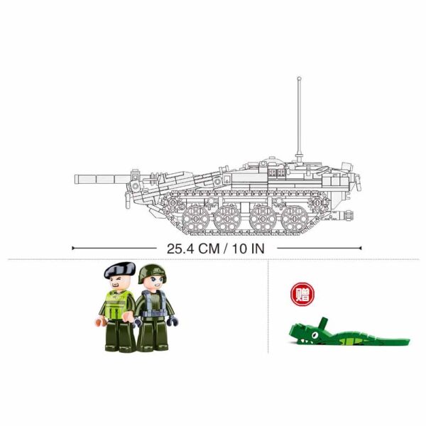 413340 Sluban STRV103 Main battle tank M38 B1010 161583 Sluban STRV103 Main Battle Tank M38-B1010 #16158 - Leger Bouwset Betreed het slagveld en verover de strijd met de Sluban STRV103 Main Battle Tank M38-B1010 #16158. Sluban staat bekend om zijn hoogwaardige leger gerelateerde bouwsets en deze tank is geen uitzondering. Met deze set kunnen kinderen een indrukwekkende militaire tank bouwen en hun fantasie de vrije loop laten tijdens het spelen. De set bevat 2 gedetailleerde minifiguren die klaar staan voor gevechtsactie. Met maar liefst 692 blokjes kunnen kinderen deze Main Battle Tank tot in de kleinste details vormgeven. Sluban staat erom bekend compatibel te zijn met andere grote bouwsteenmerken, waardoor je deze set kunt combineren met je andere bouwstenen zonder enige beperking. De doosafmeting van de Sluban STRV103 Main Battle Tank M38-B1010 #16158 is 47,5 x 33 x 6,7 cm, wat zorgt voor een groots en gedetailleerd eindresultaat. De moeilijkheidsgraad is gemiddeld, waardoor het een uitdagende maar plezierige bouwervaring is voor kinderen van 8-14 jaar. Bestel nu en geef het perfecte cadeau voor bouwliefhebbers en legerfans. Laat hun verbeelding tot leven komen met de Sluban STRV103 Main Battle Tank M38-B1010 #16158 - Leger Bouwset! <strong>Inhoud set:</strong> Aantal minifiguren: 2 Aantal blokjes: 692 Doosafmeting (BxHxD): 47,5 x 33 x 6,7 cm Moeilijkheidsgraad: gemiddeld (vanaf 8-14 jaar)
