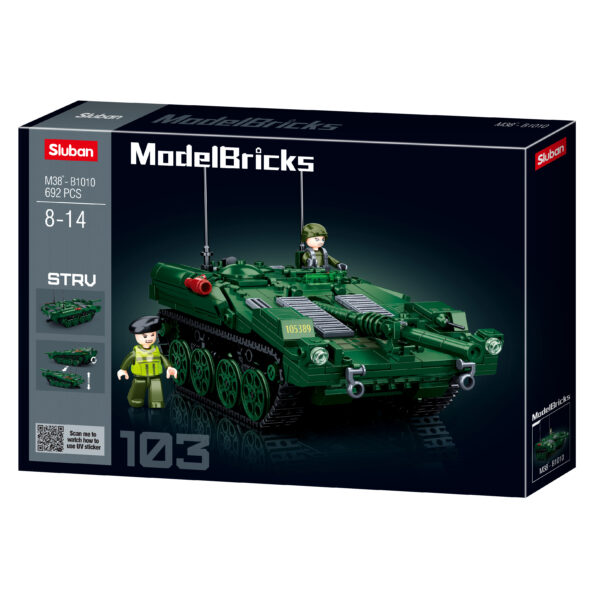 413340 Sluban STRV103 Main battle tank M38 B1010 161584 Sluban STRV103 Main Battle Tank M38-B1010 #16158 - Leger Bouwset Betreed het slagveld en verover de strijd met de Sluban STRV103 Main Battle Tank M38-B1010 #16158. Sluban staat bekend om zijn hoogwaardige leger gerelateerde bouwsets en deze tank is geen uitzondering. Met deze set kunnen kinderen een indrukwekkende militaire tank bouwen en hun fantasie de vrije loop laten tijdens het spelen. De set bevat 2 gedetailleerde minifiguren die klaar staan voor gevechtsactie. Met maar liefst 692 blokjes kunnen kinderen deze Main Battle Tank tot in de kleinste details vormgeven. Sluban staat erom bekend compatibel te zijn met andere grote bouwsteenmerken, waardoor je deze set kunt combineren met je andere bouwstenen zonder enige beperking. De doosafmeting van de Sluban STRV103 Main Battle Tank M38-B1010 #16158 is 47,5 x 33 x 6,7 cm, wat zorgt voor een groots en gedetailleerd eindresultaat. De moeilijkheidsgraad is gemiddeld, waardoor het een uitdagende maar plezierige bouwervaring is voor kinderen van 8-14 jaar. Bestel nu en geef het perfecte cadeau voor bouwliefhebbers en legerfans. Laat hun verbeelding tot leven komen met de Sluban STRV103 Main Battle Tank M38-B1010 #16158 - Leger Bouwset! <strong>Inhoud set:</strong> Aantal minifiguren: 2 Aantal blokjes: 692 Doosafmeting (BxHxD): 47,5 x 33 x 6,7 cm Moeilijkheidsgraad: gemiddeld (vanaf 8-14 jaar)