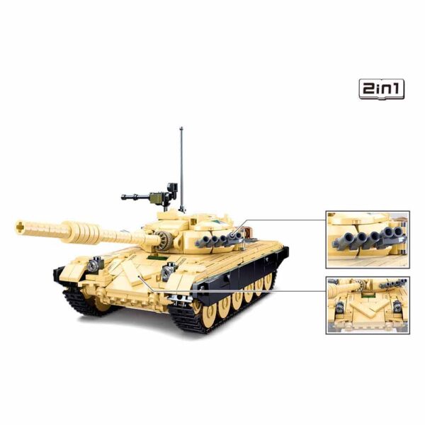 413343 Sluban STRV103 Main battle tank M38 B1011 161571 De Sluban STRV103 Main Battle Tank M38-B1011 is een indrukwekkende bouwset die een gedetailleerde replica biedt van een Main Battle Tank, geïnspireerd op het echte STRV103-tankontwerp. Deze bouwset maakt deel uit van het uitgebreide assortiment leger gerelateerde bouwsets van Sluban, een merk dat bekend staat om zijn hoogwaardige bouwstenen en realistische militaire voertuigen. Met maar liefst 770 blokjes biedt de M38-B1011-set veel bouwplezier voor kinderen van 8-14 jaar en zelfs voor volwassenen die van bouwen houden. Het bouwproces is uitdagend maar tegelijkertijd plezierig, waarbij de aandacht voor detail zorgt voor een levensechte weergave van de Main Battle Tank. De set wordt geleverd met 2 minifiguren, die dienen als bemanning voor deze machtige tank. Deze minifiguren zijn gedetailleerd en klaar voor actie, waardoor kinderen fantasierijke gevechtsscenario's kunnen bedenken en naspelen. De Sluban STRV103 Main Battle Tank M38-B1011 is compatibel met andere grote bouwsteenmerken, waardoor je de tank kunt combineren met je andere bouwstenen zonder dat je je zorgen hoeft te maken over pasvorm en compatibiliteit. Met een doosafmeting van 52 x 33 x 6,7 cm levert deze bouwset een indrukwekkende eindresultaat op, zowel qua omvang als qua realistische uitstraling. Het bouwen van de STRV103-tank is een geweldige manier om de bouwvaardigheden van kinderen te ontwikkelen en hun interesse in militaire voertuigen te stimuleren. Kortom, de Sluban STRV103 Main Battle Tank M38-B1011 is een uitstekende keuze voor bouw- en legerliefhebbers van alle leeftijden. Het biedt een boeiende bouwervaring en een stoere militaire toevoeging aan elke bouwsteenverzameling. <strong>Inhoud set:</strong> Aantal minifiguren: 2 Aantal blokjes: 770 Doosafmeting (BxHxD): 52 x 33 x 6,7 cm Moeilijkheidsgraad: gemiddeld (vanaf 8-14 jaar)