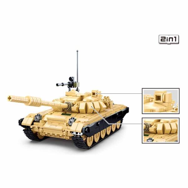 413343 Sluban STRV103 Main battle tank M38 B1011 161572 De Sluban STRV103 Main Battle Tank M38-B1011 is een indrukwekkende bouwset die een gedetailleerde replica biedt van een Main Battle Tank, geïnspireerd op het echte STRV103-tankontwerp. Deze bouwset maakt deel uit van het uitgebreide assortiment leger gerelateerde bouwsets van Sluban, een merk dat bekend staat om zijn hoogwaardige bouwstenen en realistische militaire voertuigen. Met maar liefst 770 blokjes biedt de M38-B1011-set veel bouwplezier voor kinderen van 8-14 jaar en zelfs voor volwassenen die van bouwen houden. Het bouwproces is uitdagend maar tegelijkertijd plezierig, waarbij de aandacht voor detail zorgt voor een levensechte weergave van de Main Battle Tank. De set wordt geleverd met 2 minifiguren, die dienen als bemanning voor deze machtige tank. Deze minifiguren zijn gedetailleerd en klaar voor actie, waardoor kinderen fantasierijke gevechtsscenario's kunnen bedenken en naspelen. De Sluban STRV103 Main Battle Tank M38-B1011 is compatibel met andere grote bouwsteenmerken, waardoor je de tank kunt combineren met je andere bouwstenen zonder dat je je zorgen hoeft te maken over pasvorm en compatibiliteit. Met een doosafmeting van 52 x 33 x 6,7 cm levert deze bouwset een indrukwekkende eindresultaat op, zowel qua omvang als qua realistische uitstraling. Het bouwen van de STRV103-tank is een geweldige manier om de bouwvaardigheden van kinderen te ontwikkelen en hun interesse in militaire voertuigen te stimuleren. Kortom, de Sluban STRV103 Main Battle Tank M38-B1011 is een uitstekende keuze voor bouw- en legerliefhebbers van alle leeftijden. Het biedt een boeiende bouwervaring en een stoere militaire toevoeging aan elke bouwsteenverzameling. <strong>Inhoud set:</strong> Aantal minifiguren: 2 Aantal blokjes: 770 Doosafmeting (BxHxD): 52 x 33 x 6,7 cm Moeilijkheidsgraad: gemiddeld (vanaf 8-14 jaar)
