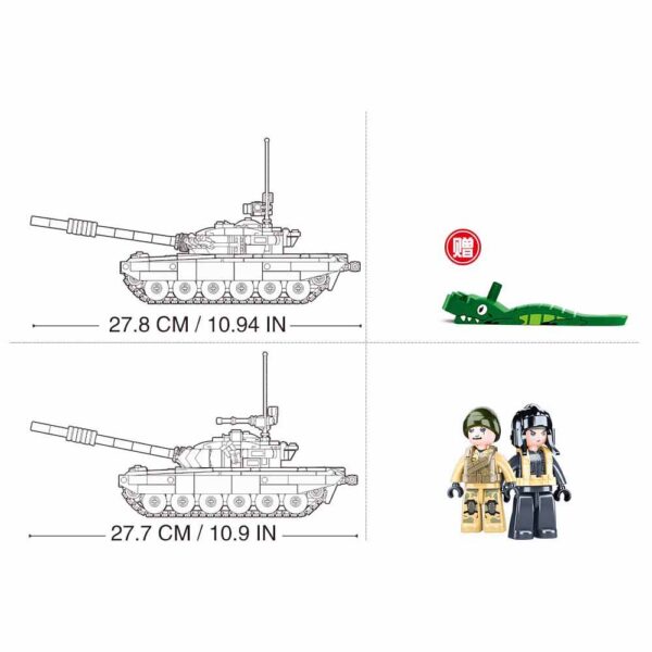 413343 Sluban STRV103 Main battle tank M38 B1011 161573 De Sluban STRV103 Main Battle Tank M38-B1011 is een indrukwekkende bouwset die een gedetailleerde replica biedt van een Main Battle Tank, geïnspireerd op het echte STRV103-tankontwerp. Deze bouwset maakt deel uit van het uitgebreide assortiment leger gerelateerde bouwsets van Sluban, een merk dat bekend staat om zijn hoogwaardige bouwstenen en realistische militaire voertuigen. Met maar liefst 770 blokjes biedt de M38-B1011-set veel bouwplezier voor kinderen van 8-14 jaar en zelfs voor volwassenen die van bouwen houden. Het bouwproces is uitdagend maar tegelijkertijd plezierig, waarbij de aandacht voor detail zorgt voor een levensechte weergave van de Main Battle Tank. De set wordt geleverd met 2 minifiguren, die dienen als bemanning voor deze machtige tank. Deze minifiguren zijn gedetailleerd en klaar voor actie, waardoor kinderen fantasierijke gevechtsscenario's kunnen bedenken en naspelen. De Sluban STRV103 Main Battle Tank M38-B1011 is compatibel met andere grote bouwsteenmerken, waardoor je de tank kunt combineren met je andere bouwstenen zonder dat je je zorgen hoeft te maken over pasvorm en compatibiliteit. Met een doosafmeting van 52 x 33 x 6,7 cm levert deze bouwset een indrukwekkende eindresultaat op, zowel qua omvang als qua realistische uitstraling. Het bouwen van de STRV103-tank is een geweldige manier om de bouwvaardigheden van kinderen te ontwikkelen en hun interesse in militaire voertuigen te stimuleren. Kortom, de Sluban STRV103 Main Battle Tank M38-B1011 is een uitstekende keuze voor bouw- en legerliefhebbers van alle leeftijden. Het biedt een boeiende bouwervaring en een stoere militaire toevoeging aan elke bouwsteenverzameling. <strong>Inhoud set:</strong> Aantal minifiguren: 2 Aantal blokjes: 770 Doosafmeting (BxHxD): 52 x 33 x 6,7 cm Moeilijkheidsgraad: gemiddeld (vanaf 8-14 jaar)