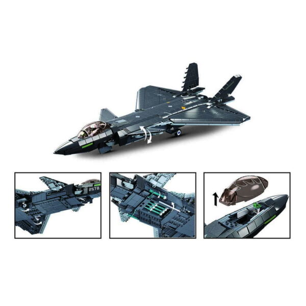 413344 Sluban J20SS Stealth Aircraft M Coat. Vers. M38 B1187 161361 De Sluban J20SS Stealth Aircraft M Coat Vers. M38-B1187 #16136 is een waar kunstwerk voor liefhebbers van geavanceerde luchtmachttechnologie en creatieve bouwkunst. Sluban staat bekend om zijn hoogwaardige bouwsets met militaire thema's, en deze set is een meesterwerk. Met in totaal 953 bouwstenen en 1 minifiguur biedt deze set niet alleen een boeiende bouwervaring, maar ook een kans om een van 's werelds meest geavanceerde stealth-vliegtuigen te creëren. Het resultaat is een verbluffende J20SS Stealth Aircraft, klaar om de lucht in te gaan voor spannende militaire missies. Een van de voordelen van Sluban is de compatibiliteit van hun bouwstenen met andere grote bouwsteenmerken, waardoor je de vrijheid hebt om sets te combineren en je eigen militaire wereld te bouwen. De doosafmetingen zijn 38 x 33 x 14,5 cm, en de moeilijkheidsgraad wordt als gemiddeld beoordeeld, geschikt voor bouwers vanaf 12 jaar en ouder. Of je nu een doorgewinterde bouwer bent of gewoon op zoek bent naar een uitdagende bouwervaring, de Sluban J20SS Stealth Aircraft M Coat biedt een ongeëvenaarde combinatie van creativiteit en militaire precisie. Laat je verbeelding de vrije loop en maak deel uit van de luchtvaartgeschiedenis met Sluban. <strong>Inhoud set:</strong> Aantal minifiguren: 1 Aantal blokjes: 953 Doosafmeting (BxHxD): 38 x 33 x 14,5 cm Moeilijkheidsgraad: gemiddeld (vanaf 12 jaar)