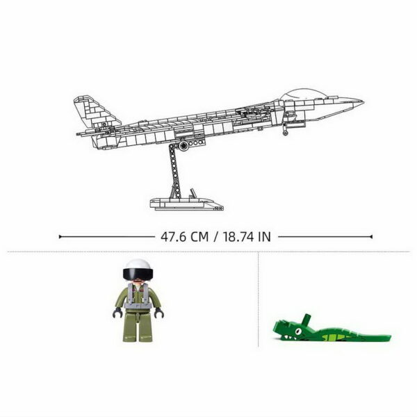 413344 Sluban J20SS Stealth Aircraft M Coat. Vers. M38 B1187 161363 De Sluban J20SS Stealth Aircraft M Coat Vers. M38-B1187 #16136 is een waar kunstwerk voor liefhebbers van geavanceerde luchtmachttechnologie en creatieve bouwkunst. Sluban staat bekend om zijn hoogwaardige bouwsets met militaire thema's, en deze set is een meesterwerk. Met in totaal 953 bouwstenen en 1 minifiguur biedt deze set niet alleen een boeiende bouwervaring, maar ook een kans om een van 's werelds meest geavanceerde stealth-vliegtuigen te creëren. Het resultaat is een verbluffende J20SS Stealth Aircraft, klaar om de lucht in te gaan voor spannende militaire missies. Een van de voordelen van Sluban is de compatibiliteit van hun bouwstenen met andere grote bouwsteenmerken, waardoor je de vrijheid hebt om sets te combineren en je eigen militaire wereld te bouwen. De doosafmetingen zijn 38 x 33 x 14,5 cm, en de moeilijkheidsgraad wordt als gemiddeld beoordeeld, geschikt voor bouwers vanaf 12 jaar en ouder. Of je nu een doorgewinterde bouwer bent of gewoon op zoek bent naar een uitdagende bouwervaring, de Sluban J20SS Stealth Aircraft M Coat biedt een ongeëvenaarde combinatie van creativiteit en militaire precisie. Laat je verbeelding de vrije loop en maak deel uit van de luchtvaartgeschiedenis met Sluban. <strong>Inhoud set:</strong> Aantal minifiguren: 1 Aantal blokjes: 953 Doosafmeting (BxHxD): 38 x 33 x 14,5 cm Moeilijkheidsgraad: gemiddeld (vanaf 12 jaar)