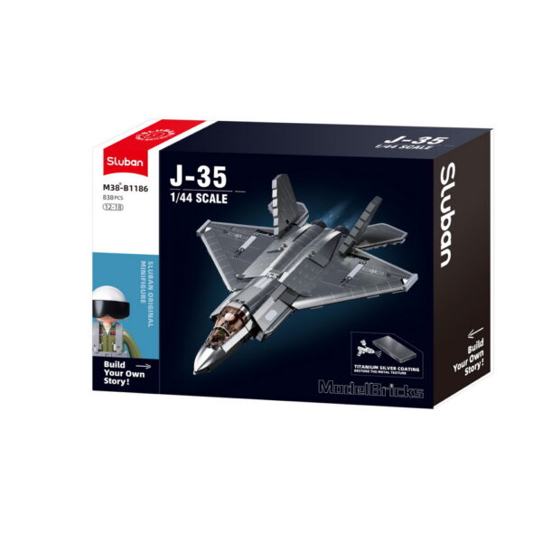 413345 Sluban J 35S Stealth Aircraft M Coat. Vers. M38 B1186 161775 De Sluban J-35S Stealth Aircraft M Coat Vers. M38-B1186 #16177 is een verbluffende bouwset voor enthousiastelingen van geavanceerde luchtmachttechnologie en creatieve bouwkunst. Sluban staat bekend om zijn hoogwaardige bouwsets met militaire thema's, en deze set is een waar meesterwerk. Met in totaal 812 bouwstenen en 1 minifiguur biedt deze set niet alleen een boeiende bouwervaring, maar ook de mogelijkheid om een van 's werelds meest geavanceerde stealth-vliegtuigen te creëren. Het resultaat is een gedetailleerde J-35S Stealth Aircraft, gereed om het luchtruim te doorkruisen voor spannende militaire missies. Een van de voordelen van Sluban is de compatibiliteit van hun bouwstenen met andere grote bouwsteenmerken, waardoor je de vrijheid hebt om sets te combineren en je eigen militaire wereld te bouwen. De doosafmetingen zijn 38 x 33 x 14,5 cm, en de moeilijkheidsgraad wordt als gemiddeld beoordeeld, geschikt voor bouwers vanaf 12 jaar en ouder. Of je nu een doorgewinterde bouwer bent of gewoon op zoek bent naar een uitdagende bouwervaring, de Sluban J-35S Stealth Aircraft M Coat biedt een ongeëvenaarde combinatie van creativiteit en militaire precisie. Laat je verbeelding de vrije loop en maak deel uit van de luchtvaartgeschiedenis met Sluban. <strong>Inhoud set:</strong> Aantal minifiguren: 1 Aantal blokjes: 812 Doosafmeting (BxHxD): 38 x 33 x 14,5 cm Moeilijkheidsgraad: gemiddeld (vanaf 12 jaar)