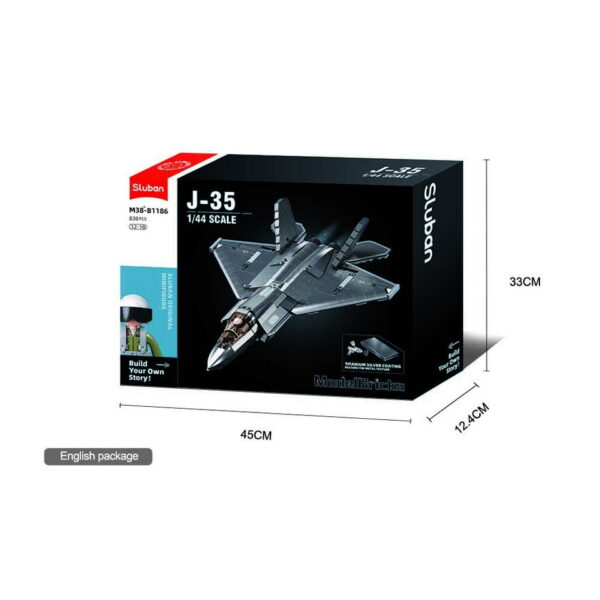 413345 Sluban J 35S Stealth Aircraft M Coat. Vers. M38 B1186 161777 De Sluban J-35S Stealth Aircraft M Coat Vers. M38-B1186 #16177 is een verbluffende bouwset voor enthousiastelingen van geavanceerde luchtmachttechnologie en creatieve bouwkunst. Sluban staat bekend om zijn hoogwaardige bouwsets met militaire thema's, en deze set is een waar meesterwerk. Met in totaal 812 bouwstenen en 1 minifiguur biedt deze set niet alleen een boeiende bouwervaring, maar ook de mogelijkheid om een van 's werelds meest geavanceerde stealth-vliegtuigen te creëren. Het resultaat is een gedetailleerde J-35S Stealth Aircraft, gereed om het luchtruim te doorkruisen voor spannende militaire missies. Een van de voordelen van Sluban is de compatibiliteit van hun bouwstenen met andere grote bouwsteenmerken, waardoor je de vrijheid hebt om sets te combineren en je eigen militaire wereld te bouwen. De doosafmetingen zijn 38 x 33 x 14,5 cm, en de moeilijkheidsgraad wordt als gemiddeld beoordeeld, geschikt voor bouwers vanaf 12 jaar en ouder. Of je nu een doorgewinterde bouwer bent of gewoon op zoek bent naar een uitdagende bouwervaring, de Sluban J-35S Stealth Aircraft M Coat biedt een ongeëvenaarde combinatie van creativiteit en militaire precisie. Laat je verbeelding de vrije loop en maak deel uit van de luchtvaartgeschiedenis met Sluban. <strong>Inhoud set:</strong> Aantal minifiguren: 1 Aantal blokjes: 812 Doosafmeting (BxHxD): 38 x 33 x 14,5 cm Moeilijkheidsgraad: gemiddeld (vanaf 12 jaar)