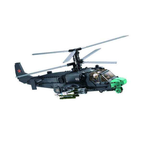 413346 Sluban KA 52S Gunship M38 B1138 161621 De Sluban KA-52S Gunship M38-B1138 #16162 is een meesterwerk voor enthousiastelingen van militaire luchtvaart en creatieve bouwkunst. Sluban staat bekend om zijn uitstekende bouwsets met legerthema, en deze set is een prachtig voorbeeld. Met een totaal van 913 bouwstenen en 2 minifiguren biedt deze set niet alleen een boeiende bouwervaring, maar ook talloze mogelijkheden voor fantasierijk spelen. Het resultaat is een verbluffende KA-52S Gunship, gereed om het luchtruim te doorkruisen voor spannende militaire missies. Een van de voordelen van Sluban is de compatibiliteit van hun bouwstenen met andere grote bouwsteenmerken, waardoor je de vrijheid hebt om sets te combineren en je eigen militaire universum te creëren. De doosafmetingen zijn 52 x 38 x 8 cm, en de moeilijkheidsgraad wordt als gemiddeld beoordeeld, geschikt voor bouwers vanaf 12 jaar en ouder. Of je nu een doorgewinterde bouwer bent of gewoon op zoek bent naar een boeiende bouwervaring, de Sluban KA-52S Gunship biedt een uitstekende balans tussen creativiteit en militaire actie. Laat je verbeelding de vrije loop en stort je in een wereld van avontuur met Sluban. <strong>Inhoud set:</strong> Aantal minifiguren: 2 Aantal blokjes: 913 Doosafmeting (BxHxD): 52 x 38 x 8 cm Moeilijkheidsgraad: gemiddeld (vanaf 12 jaar)