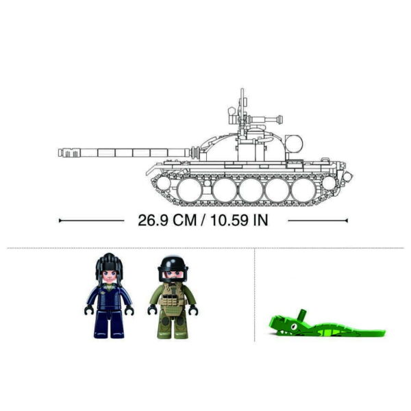 413350 Sluban Tank MBT 3 in 1 M38 B1135 161903 De Sluban Tank (MBT) 3 in 1 M38-B1135 #16190 is een opwindende bouwset voor liefhebbers van militaire voertuigen en creatieve bouwkunst. Sluban staat bekend om zijn hoogwaardige bouwsets met militaire thema's, en deze set is een waar juweeltje. Met in totaal 604 bouwstenen en 2 minifiguren biedt deze set niet alleen een boeiende bouwervaring, maar ook de mogelijkheid om drie verschillende tanks te bouwen in één set. Je kunt kiezen tussen de verschillende configuraties om je eigen militaire missies na te bootsen. Een van de voordelen van Sluban is de compatibiliteit van hun bouwstenen met andere grote bouwsteenmerken, wat betekent dat je creatief kunt zijn en sets kunt combineren voor nog meer mogelijkheden. De doosafmetingen zijn 47,5 x 33 x 6,7 cm, en de moeilijkheidsgraad wordt als gemiddeld beoordeeld, geschikt voor bouwers vanaf 12 jaar en ouder. Of je nu een ervaren bouwer bent of gewoon op zoek bent naar een leuke bouwervaring, de Sluban Tank (MBT) 3 in 1 biedt een ongekende veelzijdigheid en creativiteit. Laat je verbeelding de vrije loop en dompel jezelf onder in de wereld van militaire voertuigen met Sluban. <strong>Inhoud set:</strong> Aantal minifiguren: 2 Aantal blokjes: 604 Doosafmeting (BxHxD): 47,5 x 33 x 6,7 cm Moeilijkheidsgraad: gemiddeld (vanaf 12 jaar)