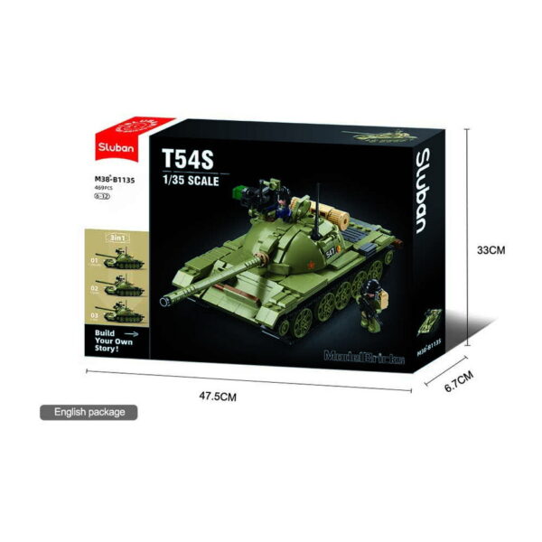 413350 Sluban Tank MBT 3 in 1 M38 B1135 161906 De Sluban Tank (MBT) 3 in 1 M38-B1135 #16190 is een opwindende bouwset voor liefhebbers van militaire voertuigen en creatieve bouwkunst. Sluban staat bekend om zijn hoogwaardige bouwsets met militaire thema's, en deze set is een waar juweeltje. Met in totaal 604 bouwstenen en 2 minifiguren biedt deze set niet alleen een boeiende bouwervaring, maar ook de mogelijkheid om drie verschillende tanks te bouwen in één set. Je kunt kiezen tussen de verschillende configuraties om je eigen militaire missies na te bootsen. Een van de voordelen van Sluban is de compatibiliteit van hun bouwstenen met andere grote bouwsteenmerken, wat betekent dat je creatief kunt zijn en sets kunt combineren voor nog meer mogelijkheden. De doosafmetingen zijn 47,5 x 33 x 6,7 cm, en de moeilijkheidsgraad wordt als gemiddeld beoordeeld, geschikt voor bouwers vanaf 12 jaar en ouder. Of je nu een ervaren bouwer bent of gewoon op zoek bent naar een leuke bouwervaring, de Sluban Tank (MBT) 3 in 1 biedt een ongekende veelzijdigheid en creativiteit. Laat je verbeelding de vrije loop en dompel jezelf onder in de wereld van militaire voertuigen met Sluban. <strong>Inhoud set:</strong> Aantal minifiguren: 2 Aantal blokjes: 604 Doosafmeting (BxHxD): 47,5 x 33 x 6,7 cm Moeilijkheidsgraad: gemiddeld (vanaf 12 jaar)