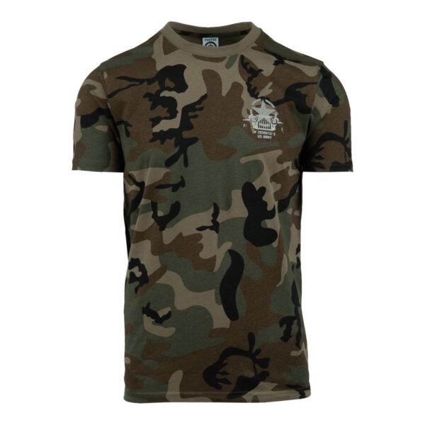 133646 T shirt Allied Star Willys camouflage Eerbetoon aan het verleden met het Fostex® WWII Series T-shirt Allied Star - Willy jeep. Gemaakt van 95% katoen met peach finish voor een zachte touch. Bestel nu en draag comfort en geschiedenis in stijl.