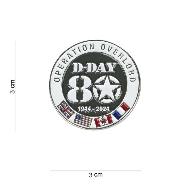 Embleem metaal D Day 80 pin 1944 2024 Allied flags 6046 Het Embleem Metaal D-Day 80 Pin 1944-2024 Allied Flags #6046 is een prachtige metalen pin, speciaal ontworpen ter herdenking van 80 jaar D-Day. Met zijn vlindersluiting is deze pin gemakkelijk te bevestigen op kleding, petten en tassen.