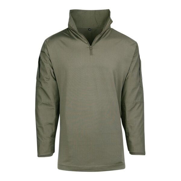 Tactical shirt UBAC ranger green <big>Tactical shirt van 65% Polyester / 35% Katoen Ripstop en 100% Polyester.</big> <strong>Kenmerken:</strong> <ul> <li><big>Under Body Armour Combat Shirt, gemaakt voor het dragen onder het balistisch vest.</big></li> <li><big>Optimaal draag comfort, de armen zijn als een normale gevechtsjas opgemaakt van 50/50 NyCo Rip Stop en als extra voorzien van versterkte ellebogen.</big></li> <li><big>2 opgezette armzakken met Velcro vlakken en opbergzak met ritssluiting.</big></li> <li><big>Versterkte elleboogvlakken. </big></li> <li><big>Contour ontworpen polsen met Velcro sluiting.</big></li> </ul>