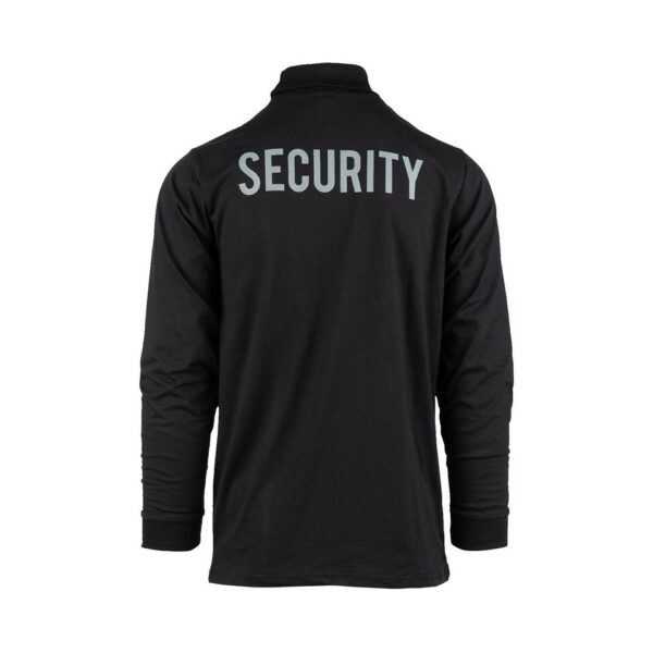 T shirt beveiliging V logo lange mouw2 Het Longsleeve Beveiligingsshirt biedt comfort en bescherming voor beveiligingspersoneel in alle weersomstandigheden. Gemaakt van duurzaam 100% katoen/elastaan en getest onder extreme omstandigheden, garandeert dit shirt optimale warmte en bescherming tegen de kou. Met een creatief V-logo op de borst en het woord 'security' op de rug gedrukt, combineert dit shirt stijl en functionaliteit voor een professionele uitstraling.