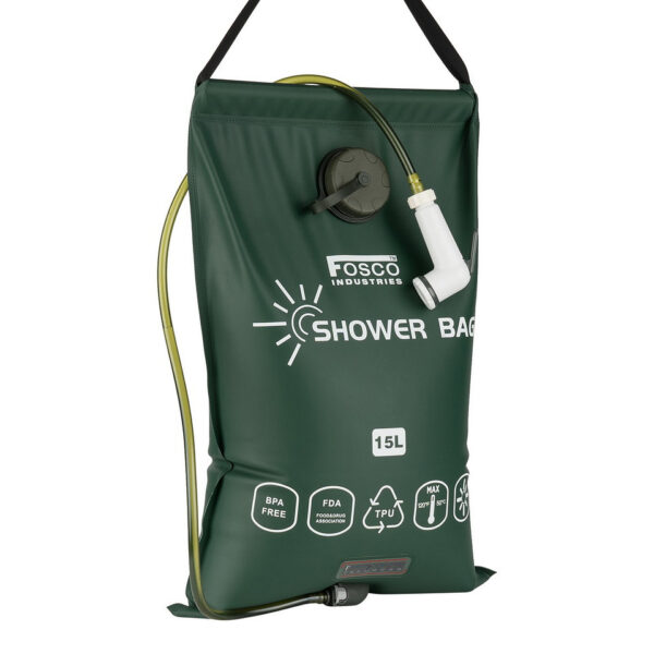 Camping douche Premium 15L TPU1 De <strong>Camping Douche Premium 15L TPU</strong> is de ideale oplossing voor outdoor-liefhebbers die tijdens hun kampeeravonturen willen genieten van een comfortabele, warme douche. Met een ruime inhoud van <strong>15 liter</strong> en eenvoudig op te warmen in de zon, heb je altijd warm water zonder stroom nodig. Deze robuuste campingdouche is gemaakt van <strong>BPA-vrij TPU-materiaal</strong> en kan temperaturen tot <strong>50°C</strong> aan, waardoor hij duurzaam en veilig in gebruik is.