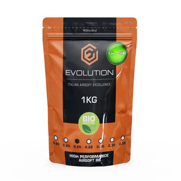 Evolution 025g High Performance BBs Bio White TRACER 1kg za <strong>Evolution 0,25g High Performance BBs Bio White Tracer – 1kg Zak</strong> Voor de serieuze airsoft-enthousiast is er nu een milieuvriendelijke oplossing zonder concessies te doen aan prestaties: de <strong>Evolution High Performance tracer BB’s Bio 0,25g</strong>. Deze BB’s zijn speciaal ontwikkeld voor een optimale schietervaring, met een perfecte balans tussen precisie, duurzaamheid en milieubewustzijn. Of je nu in het donker speelt of gewoon de beste tracers zoekt, deze <strong>biologisch afbreekbare</strong> BB's zijn de ideale keuze voor elke airsoft-setup.
