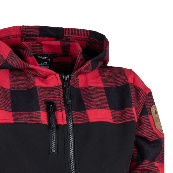 Kinder houthakkers Jack5 Geef je kind een stoere en functionele look met dit unieke <strong>Kinder Houthakkers Jack</strong>. Dit jack combineert het klassieke houthakkershemd met moderne softshell-elementen voor een stijlvol en veelzijdig ontwerp. Dankzij de waterbestendige, elastische onderkant en het comfortabele katoen aan de bovenkant is deze jas perfect voor actieve kinderen in alle weersomstandigheden.